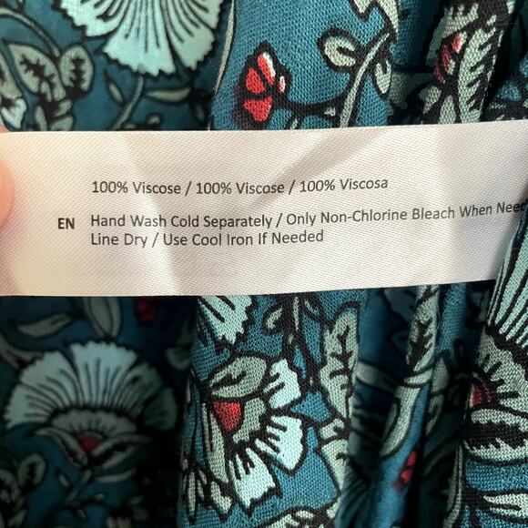 Band of the Free NWT Faux Wrap Maxi Dress Hi-Lo Teal boho - Picture 6 of 6